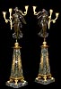 A very fine pair of gilt and patinated bronze and marble three-light candelabra attributed to Pierre-Philippe Thomire after a design by Pierre-Louis-Arnulphe Duguers de Montrosier